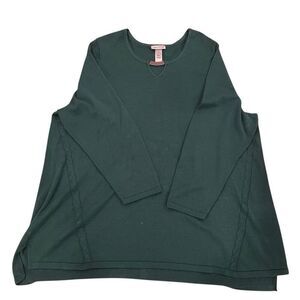 Catherines Womens Keyhole Tunic Sweater 2X Hunter Green Pullover Cotton Normcore